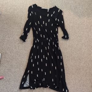 & Other Stories Navy Dress with White Dash Design